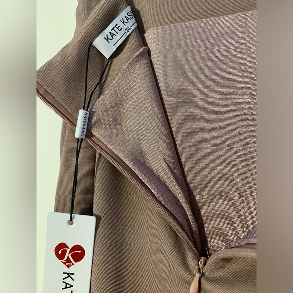 Kate K Wear Work Pencil Skirts Elastic High Waist Wrap Front Light Coffee - Picture 5 of 5